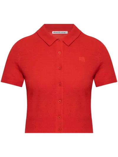 Alexander Wang Short-sleeved Knitted Top In Red