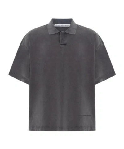 Alexander Wang Short-sleeved Polo Shirt In Black