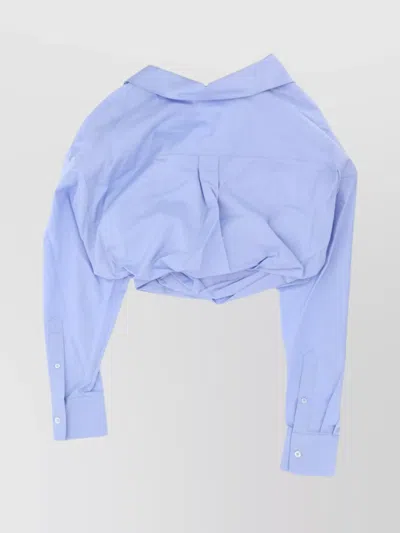 Alexander Wang Short Wrap Front Blouse In Blue