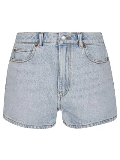 Alexander Wang Shorty High Rise Short Logo Cut Out Embroidery In Blue
