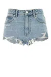 Alexander Wang Denim Shorts With Distressed Detailing And Frayed Hem In Blue