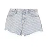 Alexander Wang Women All Over Logo Denim Shorts In Blue