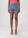 Alexander Wang Bite Logo Cotton Denim Shorts In Blue