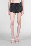 Alexander Wang Gray Pre-styled Silk Boxer Denim Shorts In Black