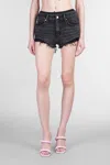 Alexander Wang Gray Pre-styled Silk Boxer Denim Shorts In Black