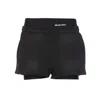 Alexander Wang Logo Waistband Shorts With Layered Design In Black
