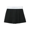 Alexander Wang Pleated Shorts With Branded Band In Black