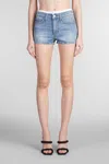 Alexander Wang Blue Denim Shorts In Blue