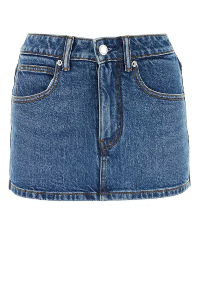 Alexander Wang Denim Stretch Shorts In Blue