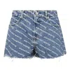 Alexander Wang Blue Cotton Shorts In Deep Blue/white