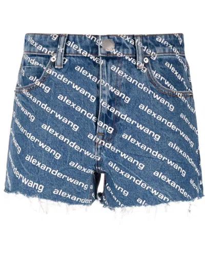 ALEXANDER WANG SHORTS DENIM WITH PRINT