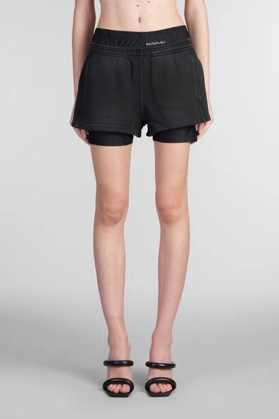 Alexander Wang Logo Waistband Shorts With Layered Design In Black