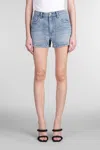 Alexander Wang Denim Shorty Embellished Shorts In Blue