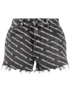Alexander Wang Striped Shirt With Embroidered Logo In Nero
