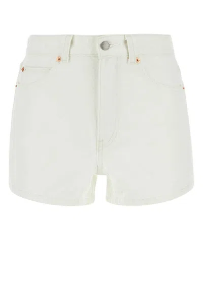 Alexander Wang Denim Shorts With Embroidered Intaglio Design In White