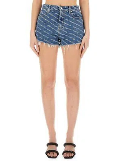 Pre-owned Alexander Wang Shorts With All Over Logo 26 Jeans In Blue