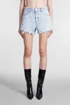 Alexander Wang High-rise Logo Cotton Denim Shorts In Blue