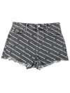 Alexander Wang Omens Grey Aged White Logo-print Bite Denim Shorts In Gray