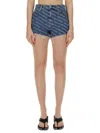 Alexander Wang All-over Logo Printed Denim Shorts In Multi