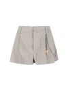 Alexander Wang Pleated Chain-embellished Shorts In Neutral