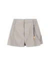 Alexander Wang Pleated Chain-embellished Shorts In Neutral