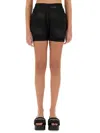 Alexander Wang Logo Waistband Shorts With Layered Design In Grey
