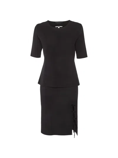 Pre-owned Alexander Wang Short-sleeve Lace-up Skirt Set In Black