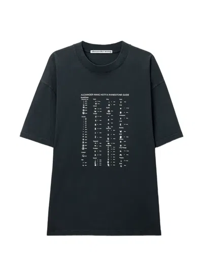 Alexander Wang Short-sleeve T-shirt W/ Hotfix Card Graphic In Black