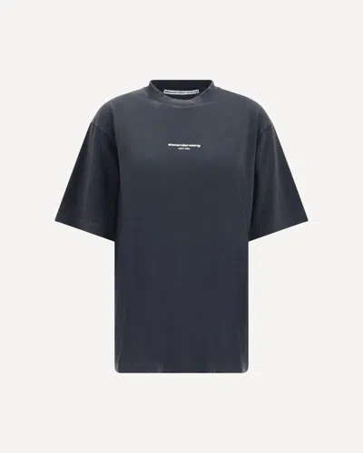 Alexander Wang Short-sleeve T-shirt With Central Logo Print In Gray