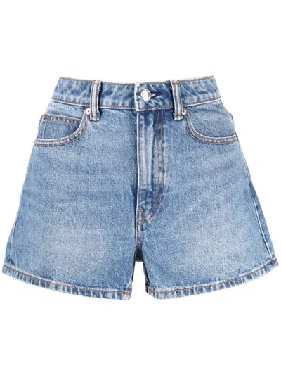 Alexander Wang Shorty High-rise Denim Shorts In Blue