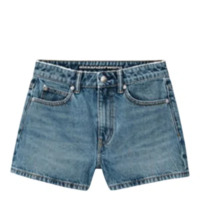 Alexander Wang Shorty High-rise Denim Short In Blue