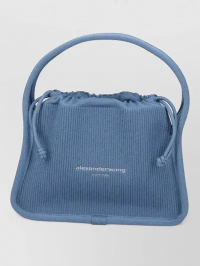 Alexander Wang Shoulder Bag Ribbed Texture Top Handle In Blue