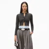 Alexander Wang Shrunken Cardigan In Wool In Charcoal Melange
