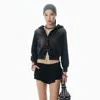 Alexander Wang Shrunken Cotton Terry Cardigan In Sunfade Black