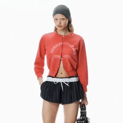 Alexander Wang Shrunken Cotton Terry Cardigan In Sunfade Bombshell