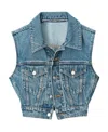 Alexander Wang Shrunken Trucker Vest In Denim In Blue
