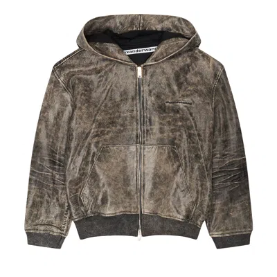 Pre-owned Alexander Wang Shrunken Leather Zip-up Hoodie 'multicolor' | Multi-color | Women's Size S
