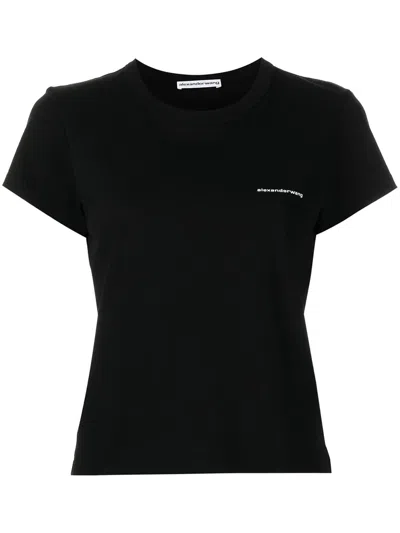 Alexander Wang Shrunken Logo T-shirt In Black