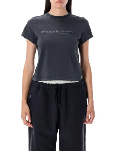Alexander Wang Shrunken Logo Tee In Black