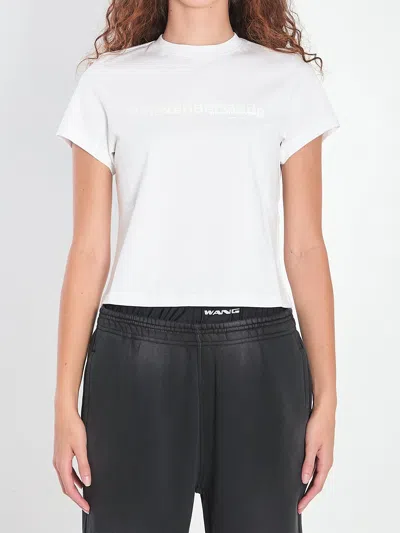 Alexander Wang Shrunken Logo Tee In White