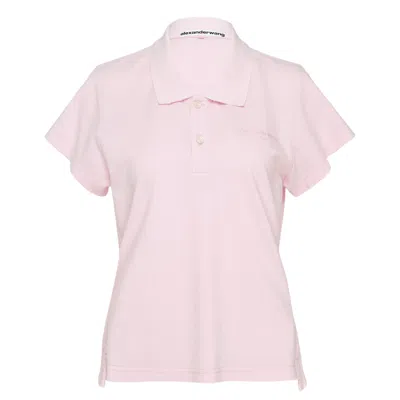Alexander Wang Shrunken Polo Tee In Pink