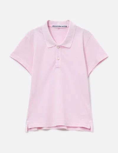 Alexander Wang Shrunken Polo Tee In Pink
