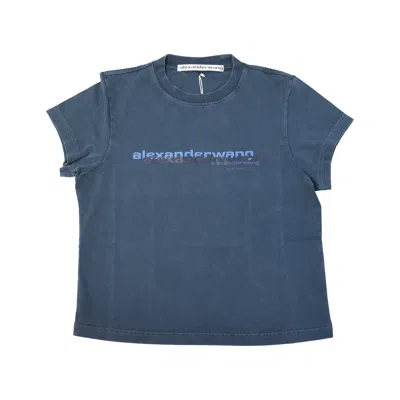Alexander Wang Shrunken Puff Logo T-shirts Deep Navy In Blue