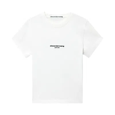 Pre-owned Alexander Wang Shrunken Short-sleeve Logo Print Tee 'white' | Women's Size M