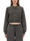 Alexander Wang Shrunken Snap Cardigan Crewneck Sweatshirts Black