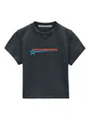 Alexander Wang Logo-print Embellished Cropped Cotton T-shirt In Black