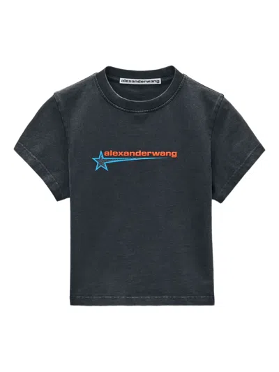 Alexander Wang Crystal Hotfix Star Jersey T-shirt In Black