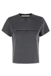 Alexander Wang Fitted Cropped T-shirt With Subtle Logo In Gray