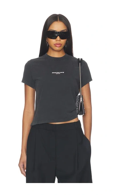 Alexander Wang Shrunken Tee With Logo Print In Black