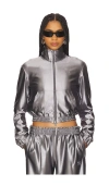 Alexander Wang Shrunken Zip-up Jacket In Metallic